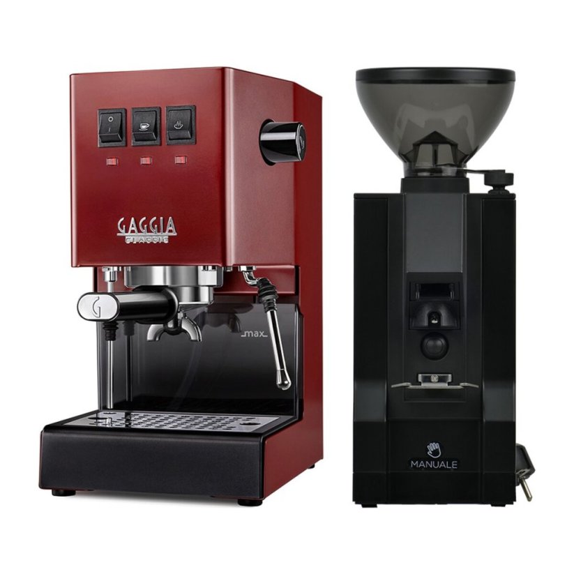 Gaggia Classic E24, červená + Eureka Mignon Manuale, BL black