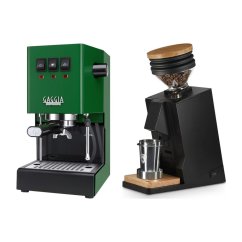 Gaggia Classic E24, zelená + Eureka Mignon Single Dose, Black & Oak