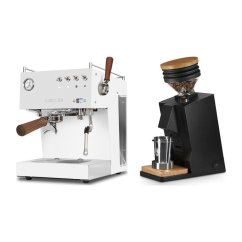 Ascaso Steel DUO PID PLUS, White&Wood + Eureka Mignon Single Dose, Black & Oak