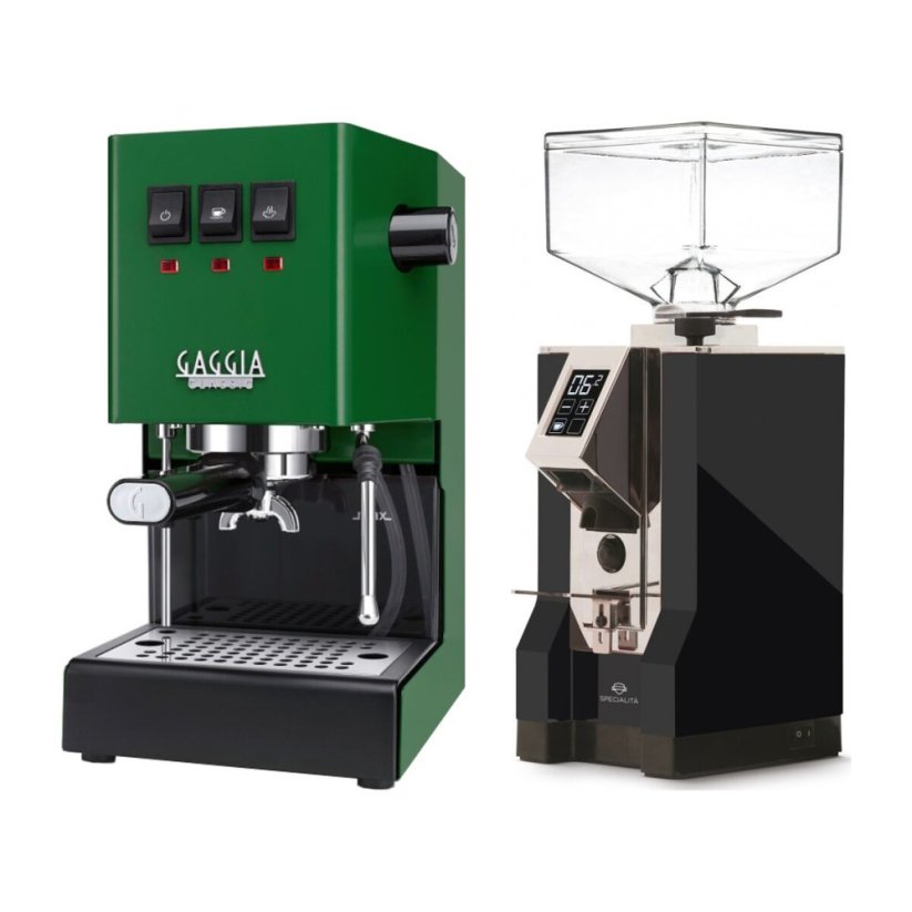 Gaggia Classic E24, zelená + Eureka Mignon Specialita, CR Black