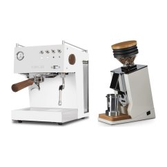 Ascaso Steel Uno PID white + Eureka Mignon Single Dose, White & Oak