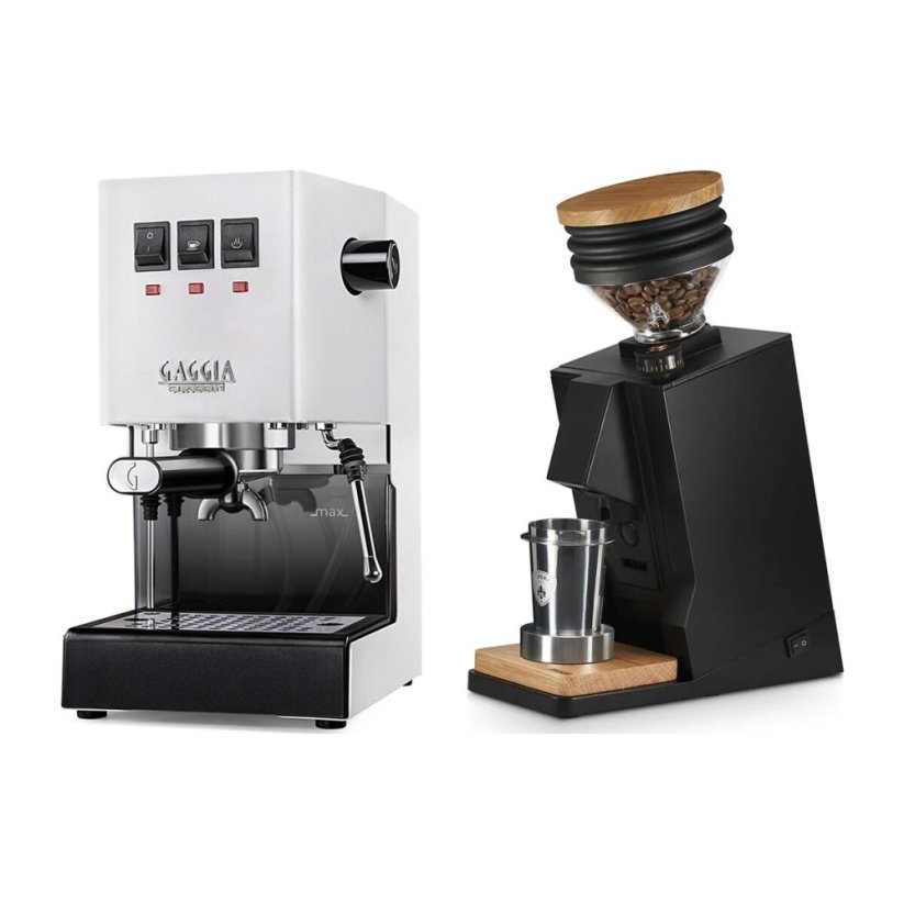 Gaggia Classic E24, bílá + Eureka Mignon Single Dose, Black & Oak