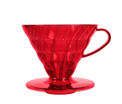 Plastový dripper Hario transparentný V60-02 červený