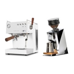 Ascaso Steel DUO PID PLUS, White&Wood + Eureka Mignon Zero 65 Speedy ALL PURPOSE chrome