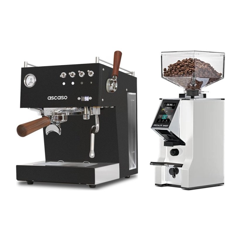 Ascaso Steel DUO PID PLUS, Black&Wood + Eureka Mignon Specialita Smart, CR White