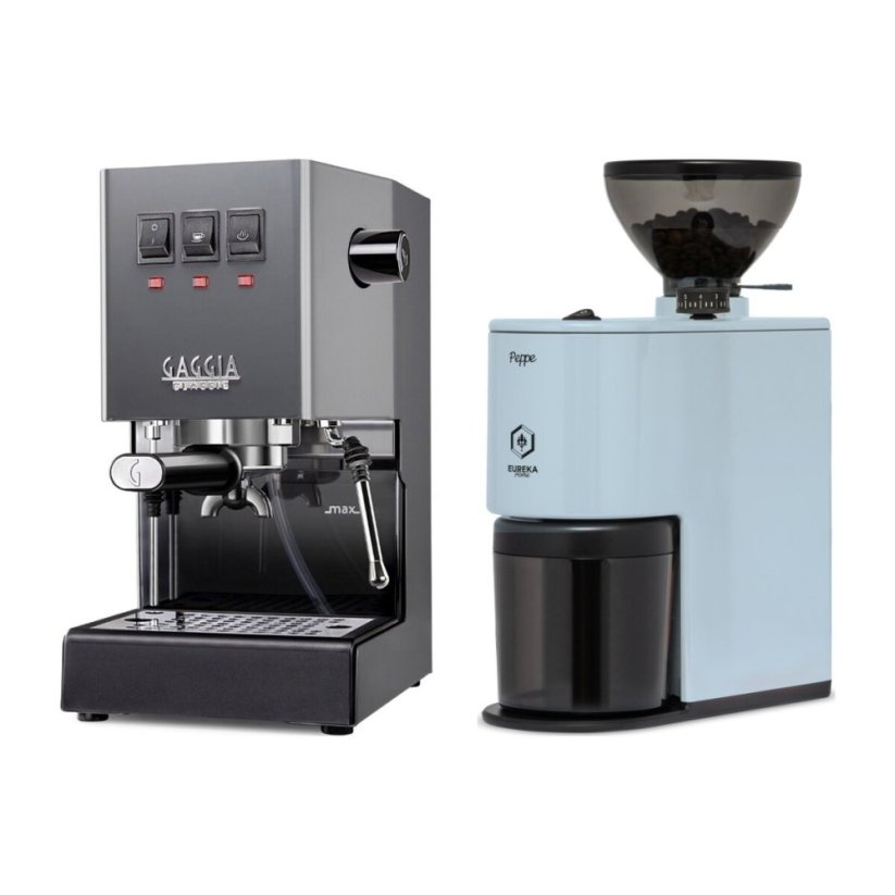 Gaggia Classic E24, šedá + Eureka Peppe, Light blue
