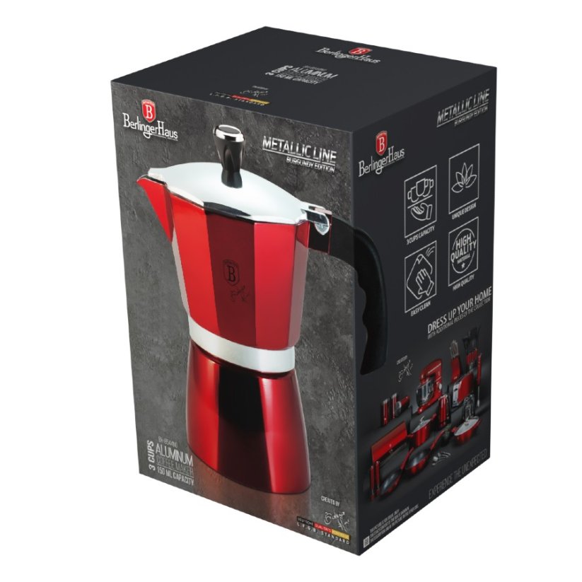 BERLINGERHAUS Konvice na espresso 3 šálky Burgundy Metallic Line