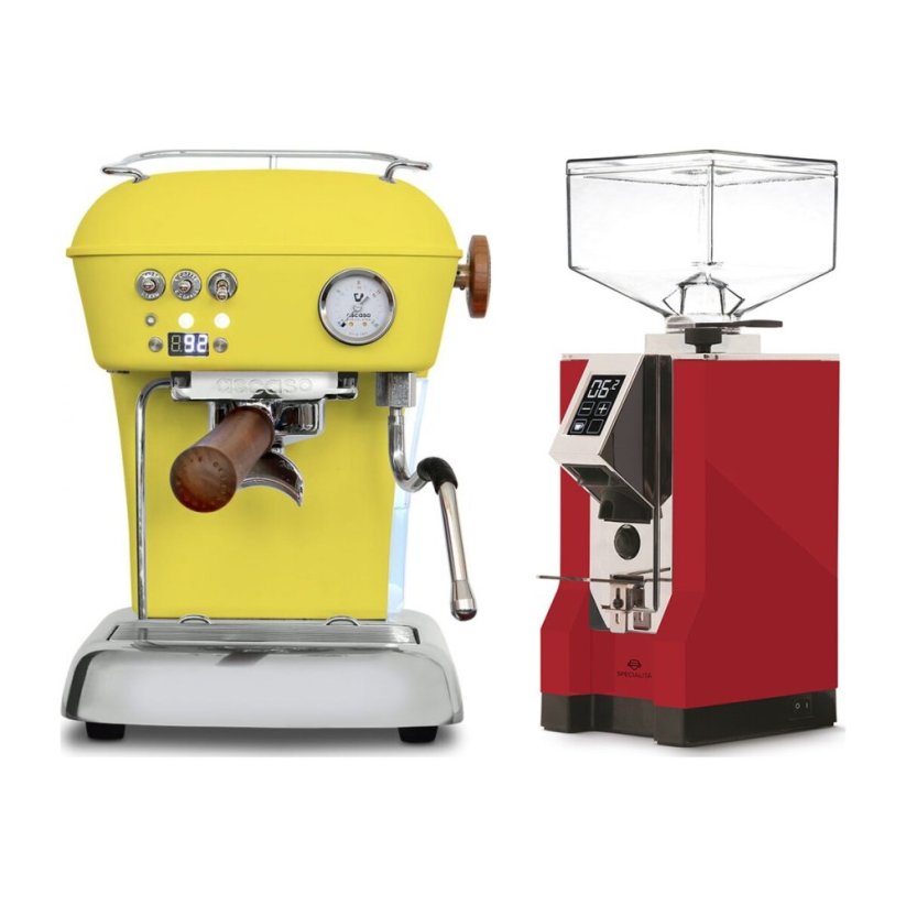 Ascaso DREAM PID Sun Yellow + Eureka Mignon Specialita, CR Ferrari red