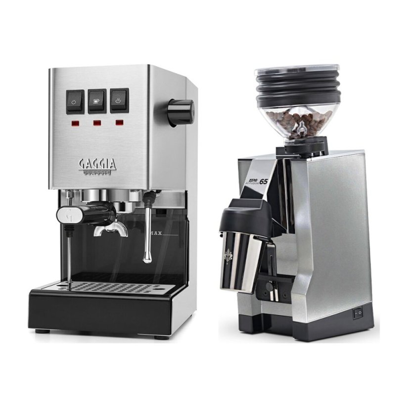 Gaggia Classic E24, stříbrná + Eureka Mignon Zero 65 All Purpose, CR chrome