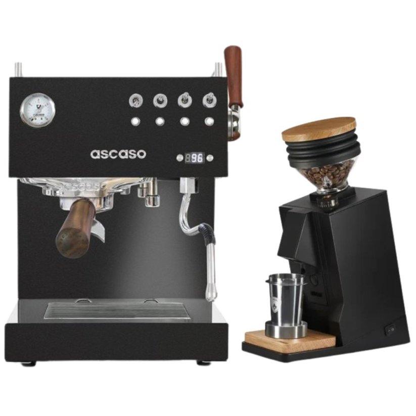 Ascaso Steel DUO PID PLUS, Black&Wood + Eureka Mignon Single Dose, Black & Oak