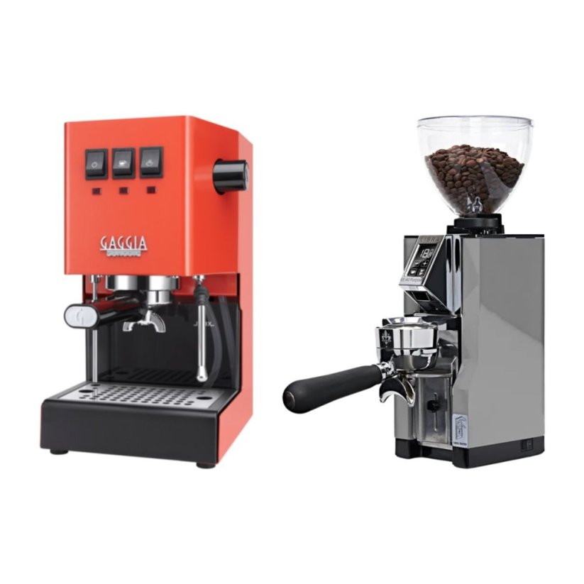 Gaggia Classic E24, oranžová + Eureka Mignon Libra 65 All Purpose, CR chrome
