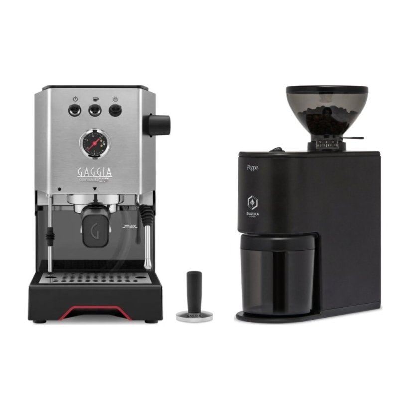 Gaggia Classic Up stříbrná + Eureka Peppe, Matt black