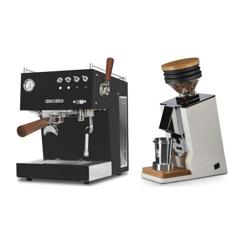 Ascaso Steel DUO PID PLUS, Black&Wood + Eureka Mignon Single Dose, White & Oak