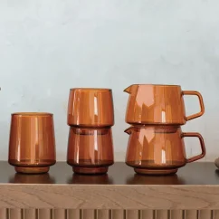 Kinto Sepia sklenený pohár jantárový 4x270 ml
