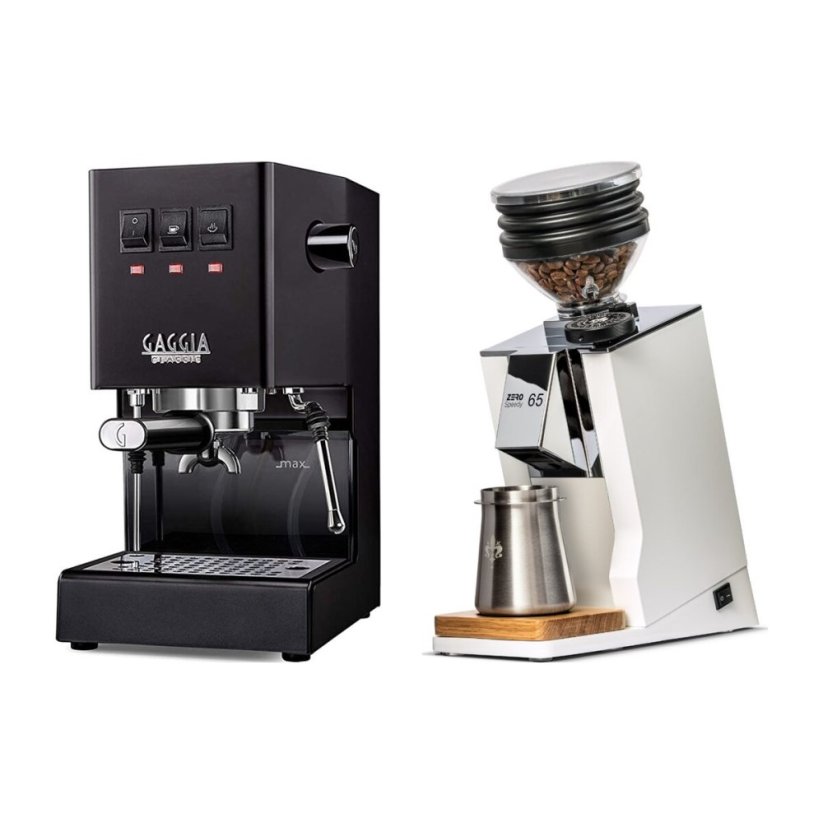 Gaggia Classic E24, černá + Eureka Mignon Zero 65 Speedy ALL PURPOSE white