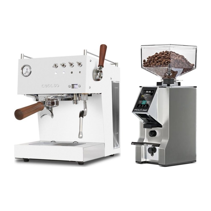 Ascaso Steel DUO PID PLUS, White&Wood + Eureka Mignon Specialita Smart, CR Chrome