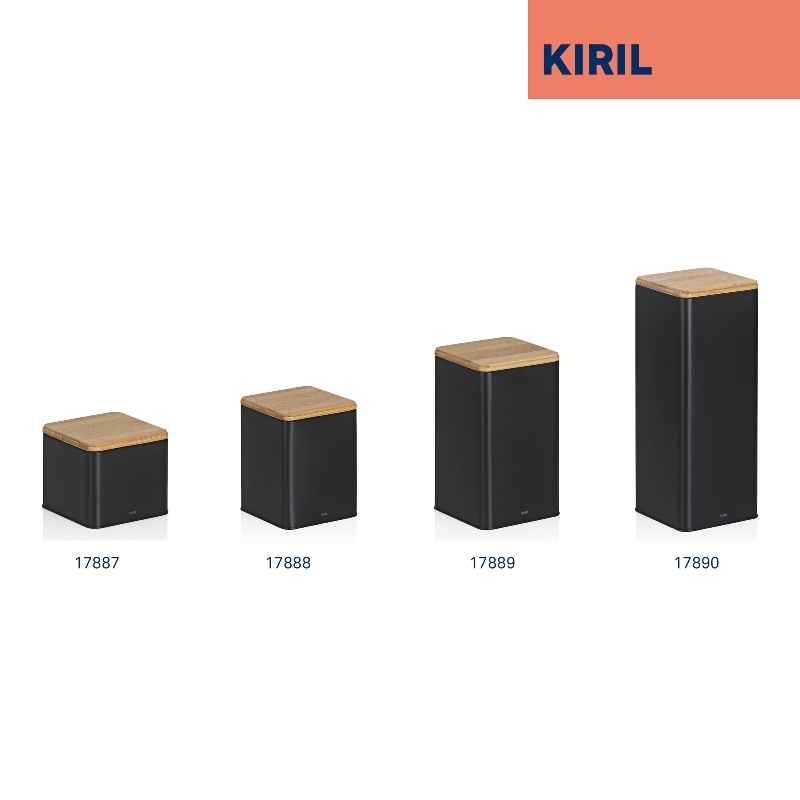 KELA Dóza na potraviny skladovací Kiril kovová černá 1,4 l