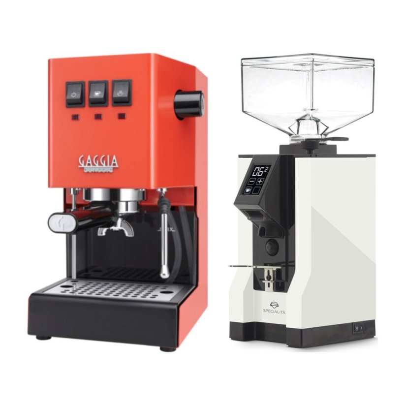 Gaggia Classic E24, oranžová + Eureka Mignon Specialita, BL White