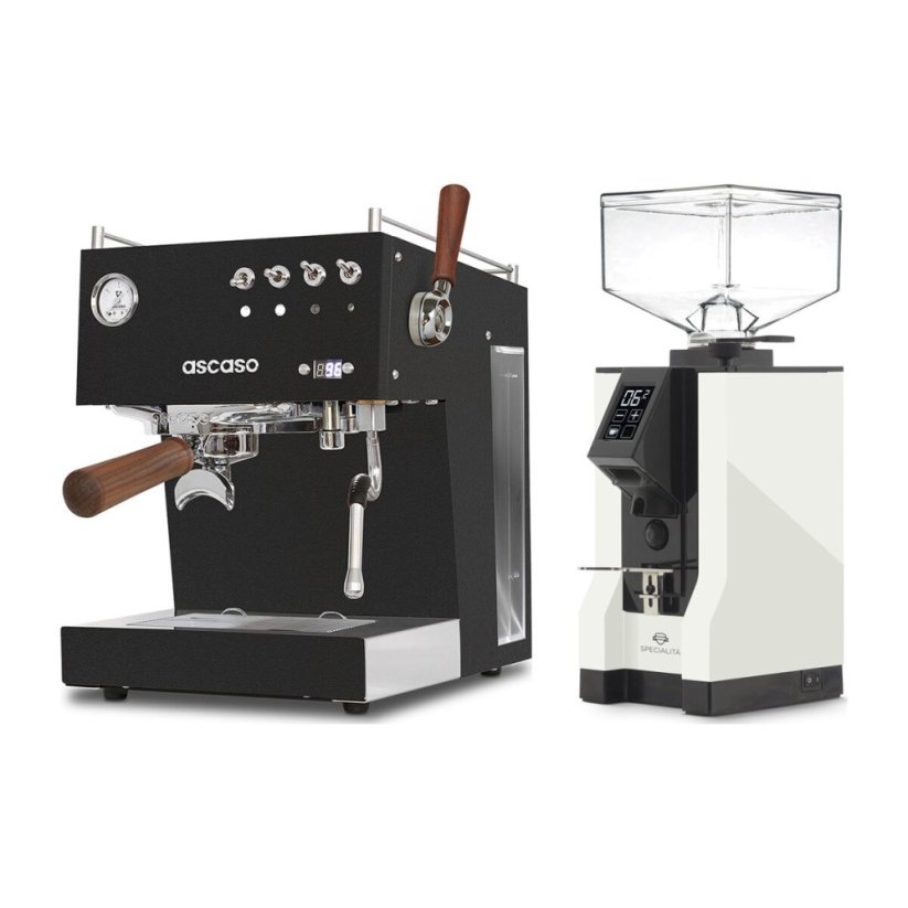 Ascaso Steel DUO PID PLUS, Black&Wood + Eureka Mignon Specialita, BL White