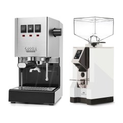 Gaggia Classic E24, stříbrná + Eureka Mignon Specialita, CR White