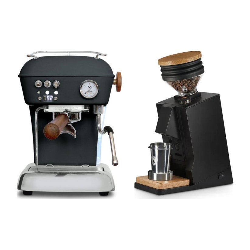 Ascaso DREAM PID Anthracite + Eureka Mignon Single Dose, Black & Oak