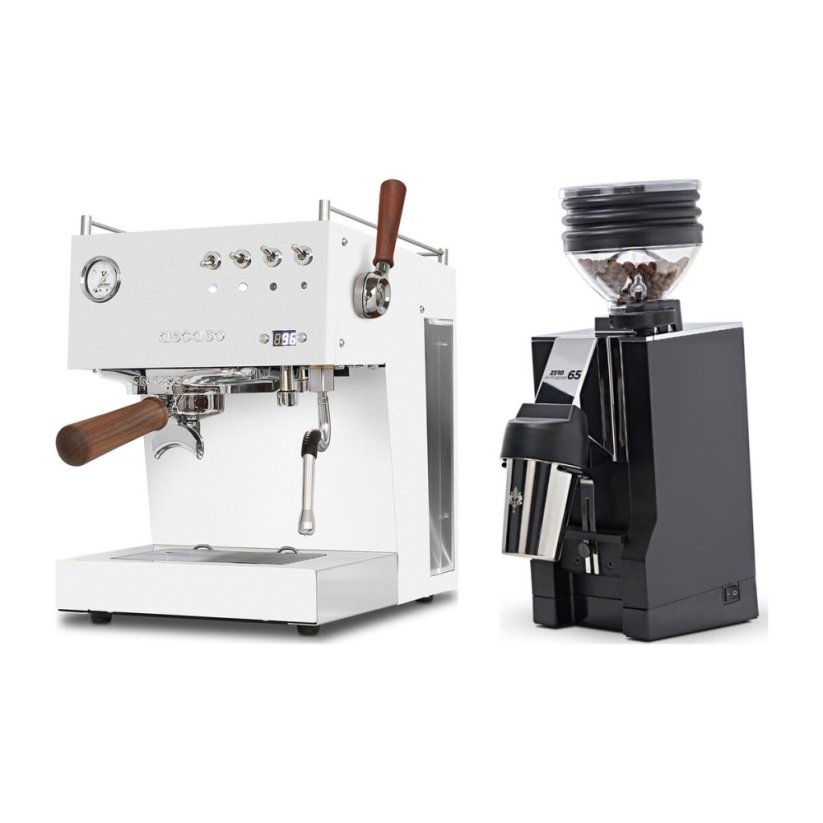 Ascaso Steel DUO PID PLUS, White&Wood + Eureka Mignon Zero 65 All Purpose, CR black