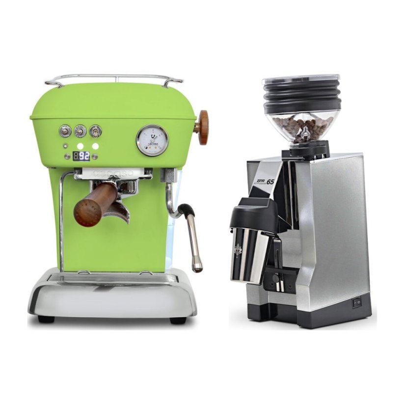 Ascaso DREAM PID Fresh Pistachio + Eureka Mignon Zero 65 All Purpose, CR chrome