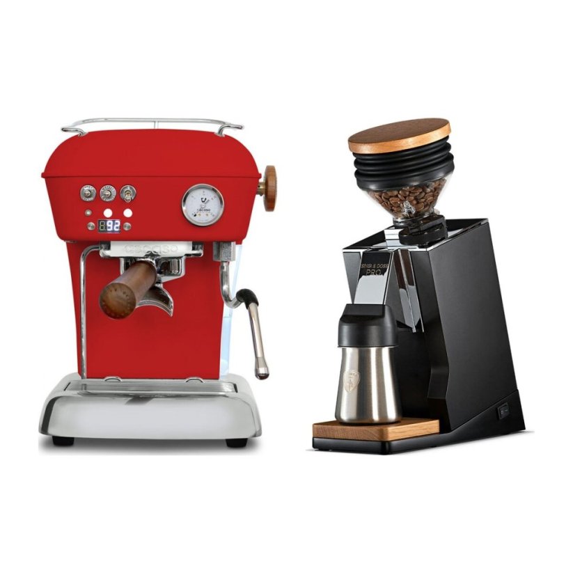 Ascaso DREAM PID Love Red + Eureka Mignon Single Dose PRO, Black & Oak