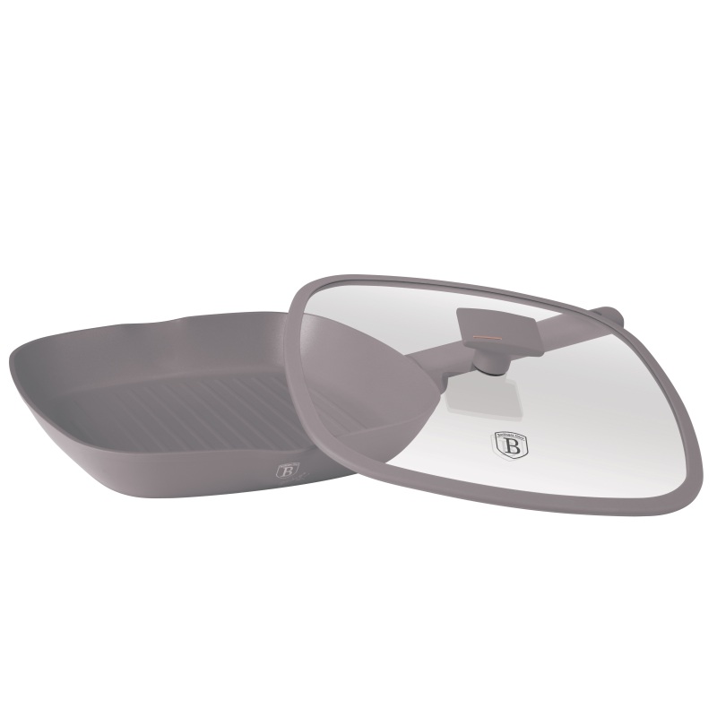 BERLINGERHAUS Pánev grilovací s titanovým povrchem a poklicí 28 cm Taupe Collection