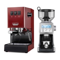 Gaggia Classic E24, červená + Mlýnek Sage BCG820BSS Silver