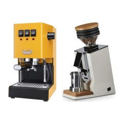 Gaggia Classic E24, žlutá + Eureka Mignon Single Dose, White & Oak