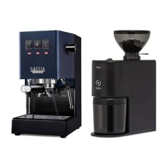 Gaggia Classic E24, modrá + Eureka Peppe, Matt black