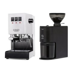 Gaggia Classic E24, bílá + Eureka Peppe, Matt black