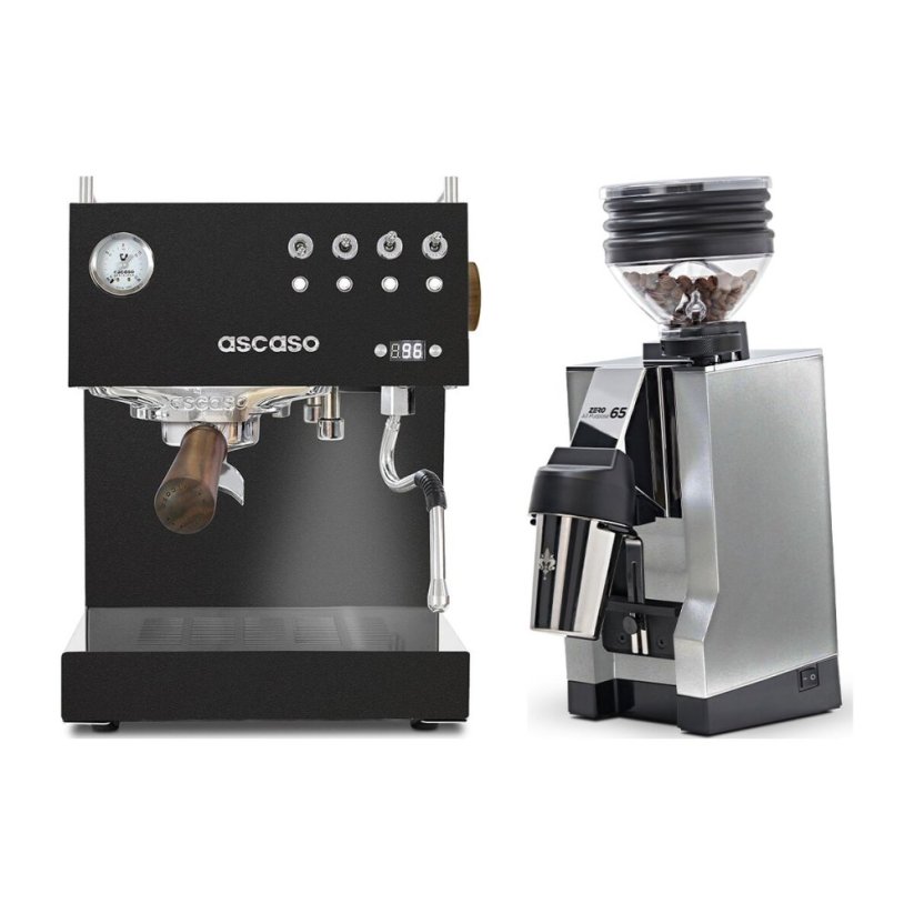 Ascaso Steel DUO PID Black + Eureka Mignon Zero 65 All Purpose, CR chrome