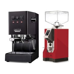 Gaggia Classic E24, černá + Eureka Mignon Specialita, CR Ferrari red