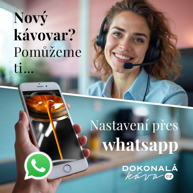 Konzultace nastavení kávovaru a mlýnku přes WhatsApp