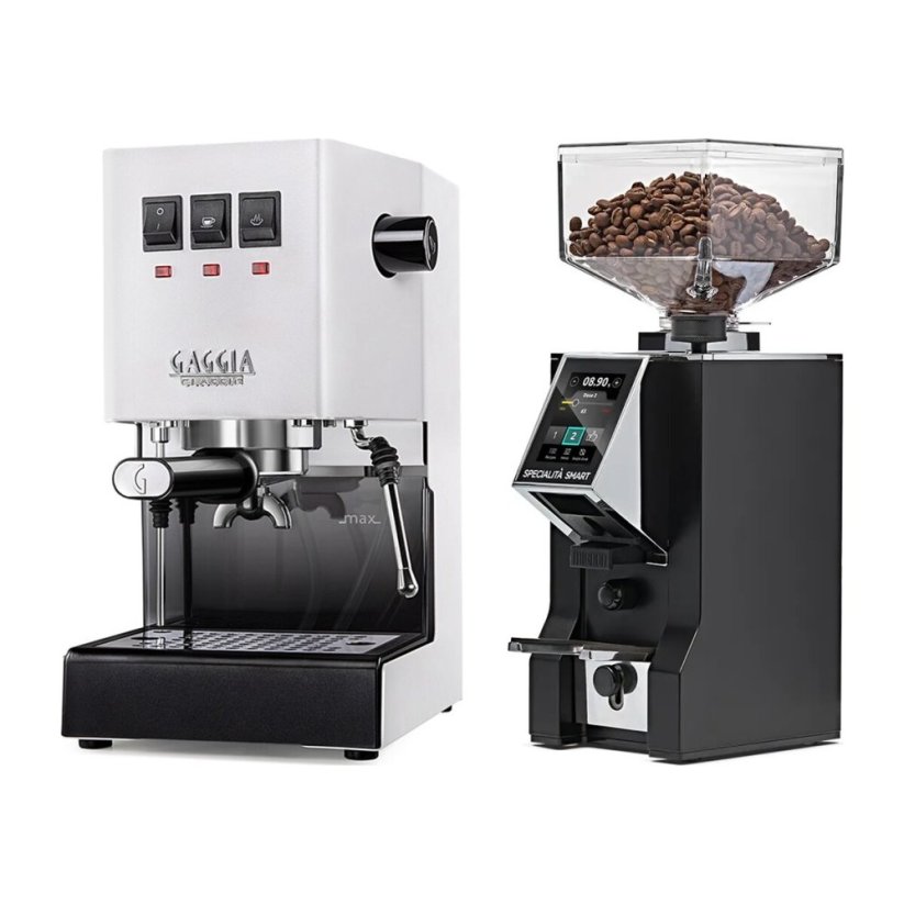 Gaggia Classic E24, bílá + Eureka Mignon Specialita Smart, CR black