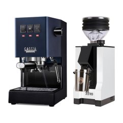 Gaggia Classic E24, modrá + Eureka Mignon Zero, BL white
