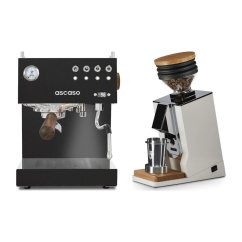 Ascaso Steel DUO PID Black + Eureka Mignon Single Dose, White & Oak