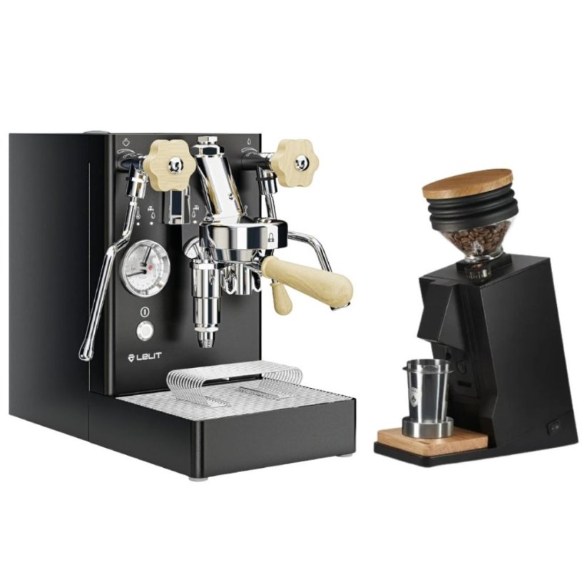 Lelit Mara PL62X V2 black + Eureka Mignon Single Dose, Black & Oak