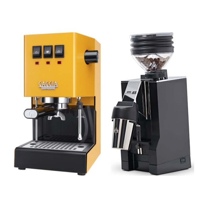 Gaggia Classic E24, žlutá + Eureka Mignon Zero 65 All Purpose, CR black