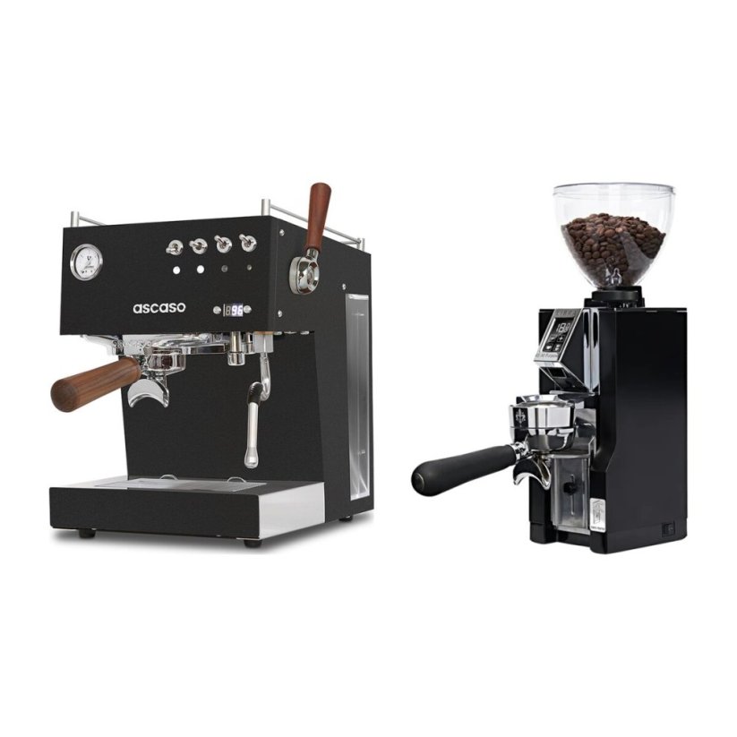 Ascaso Steel DUO PID PLUS, Black&Wood + Eureka Mignon Libra 65 All Purpose, CR black