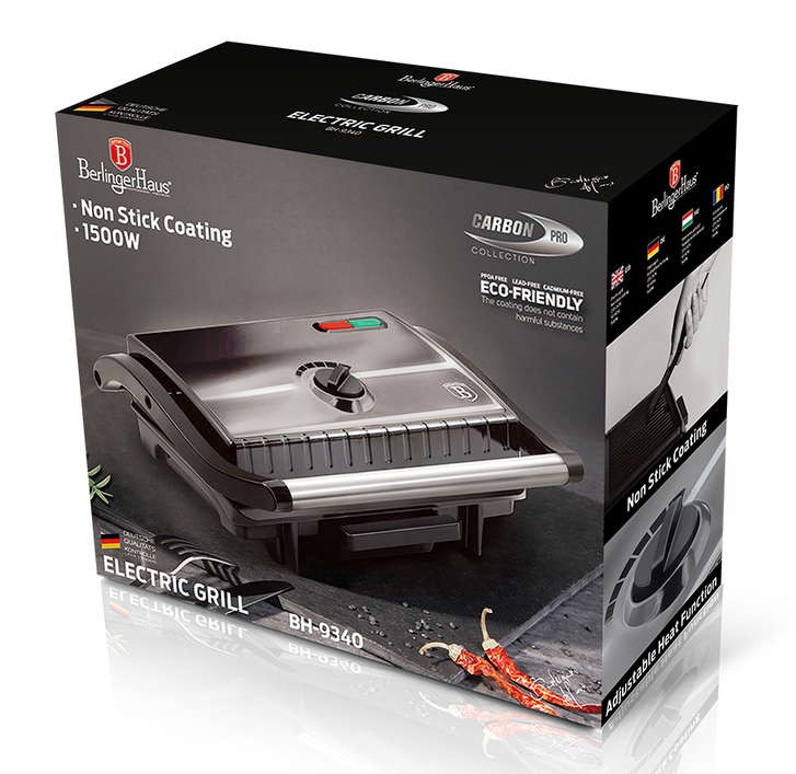 BERLINGERHAUS Elektrický kontaktní gril s nepřilnavým povrchem Carbon PRO Line