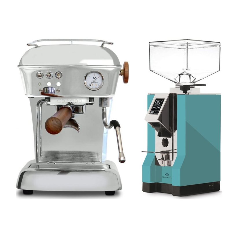 Ascaso DREAM PID leštěný hliník + Eureka Mignon Specialita, CR Tiffany blue