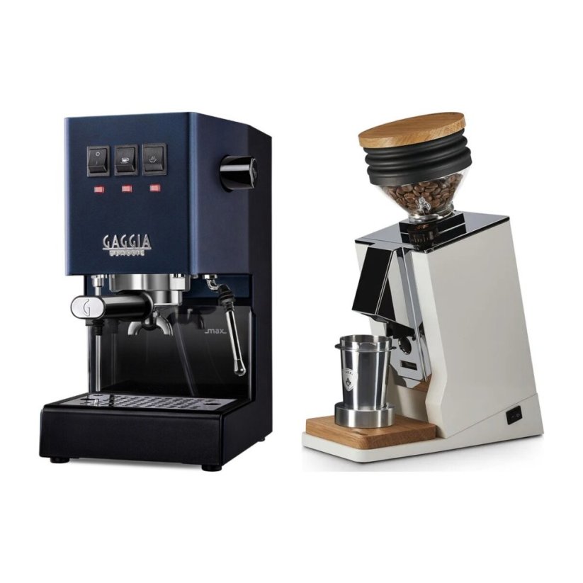 Gaggia Classic E24, modrá + Eureka Mignon Single Dose, White & Oak