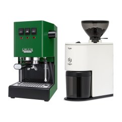 Gaggia Classic E24, zelená + Eureka Peppe, White