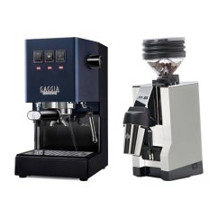 Gaggia Classic E24, modrá + Eureka Mignon Zero 65 All Purpose, CR white