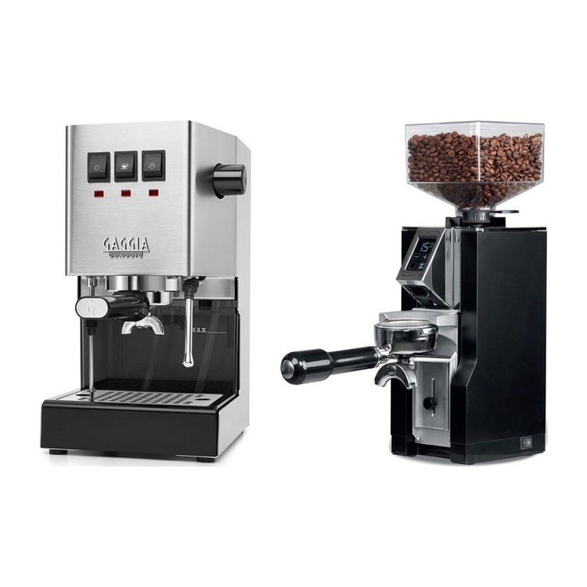 Gaggia Classic E24, stříbrná + Eureka Mignon Libra, CR black