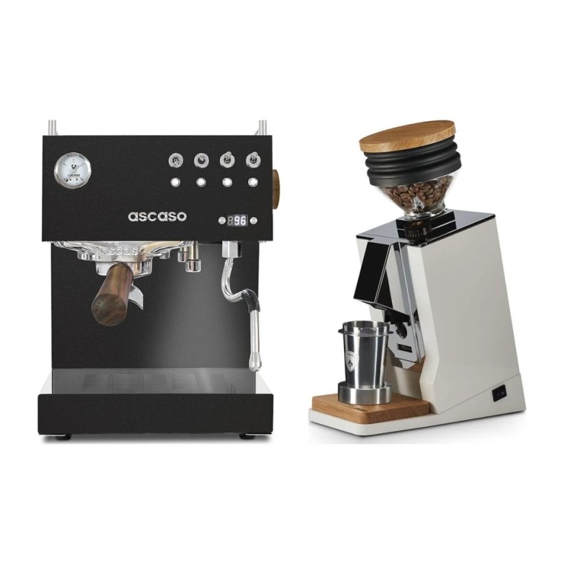 Ascaso Steel DUO PID Black + Eureka Mignon Single Dose, White & Oak