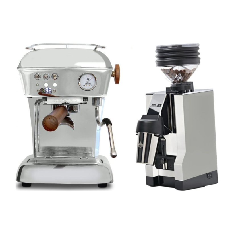 Ascaso DREAM PID leštěný hliník + Eureka Mignon Zero 65 All Purpose, CR white